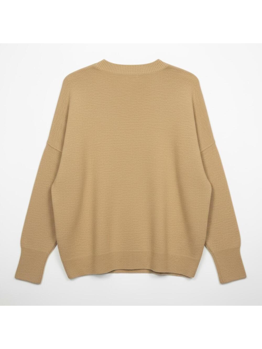 Vince Camuto Oversized Intarsia Red Heart Pullover Sweater Tan Long Sleeve, L - Picture 3 of 5